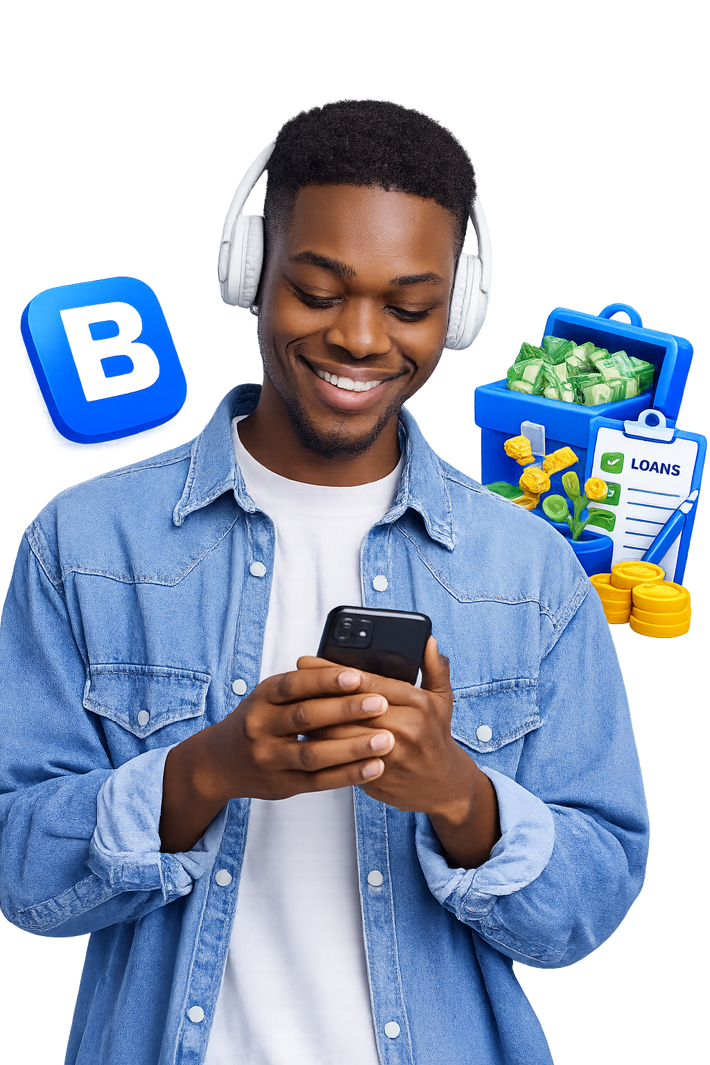 Woman with phone showing Borovault app